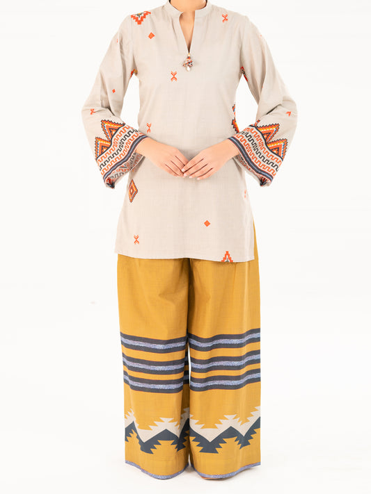 Beige Cambric Kurti - AWP-SLK-848