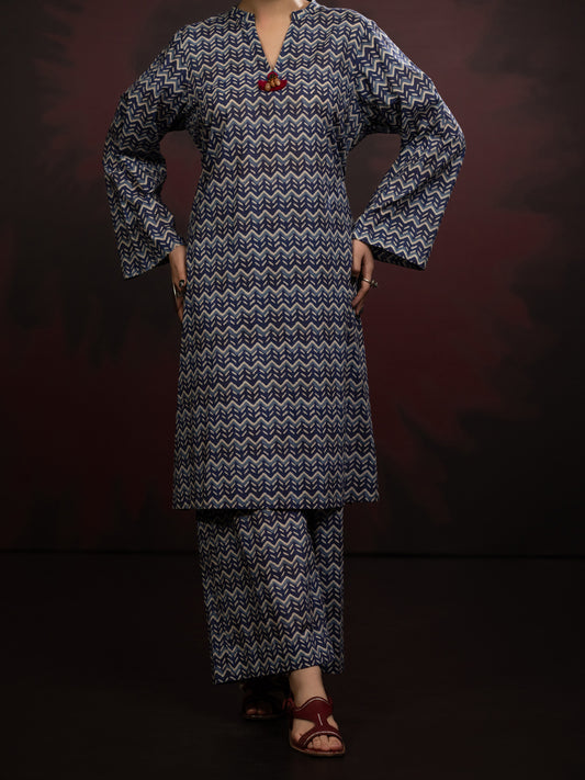 Blue Cambric 2Pc Stitched - AWP-2PS-SLKS-806