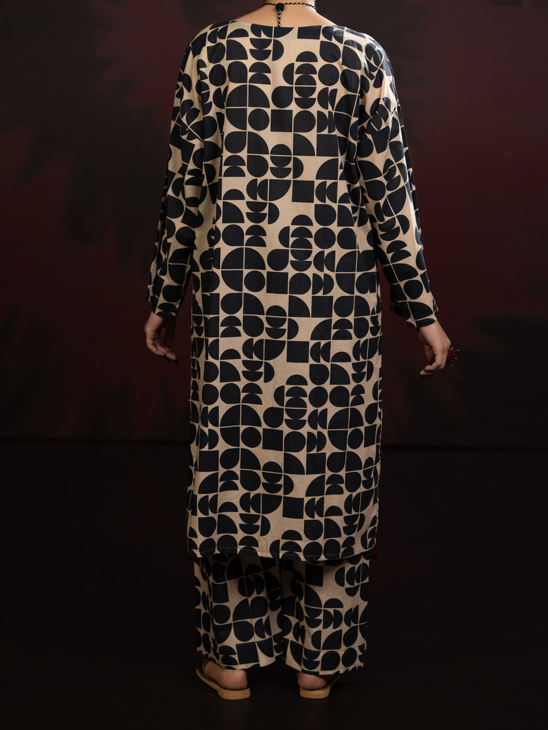 Black White Cambric 2Pc Stitched - AWP-2PS-SLKS-808