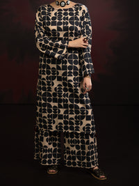 Black White Cambric 2Pc Stitched - AWP-2PS-SLKS-808