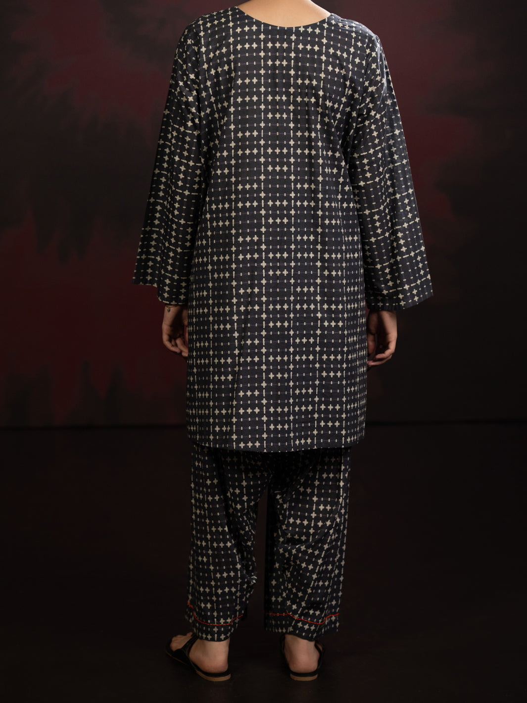 Black Cambric 2Pc Stitched - AWP-2PS-SLKS-810