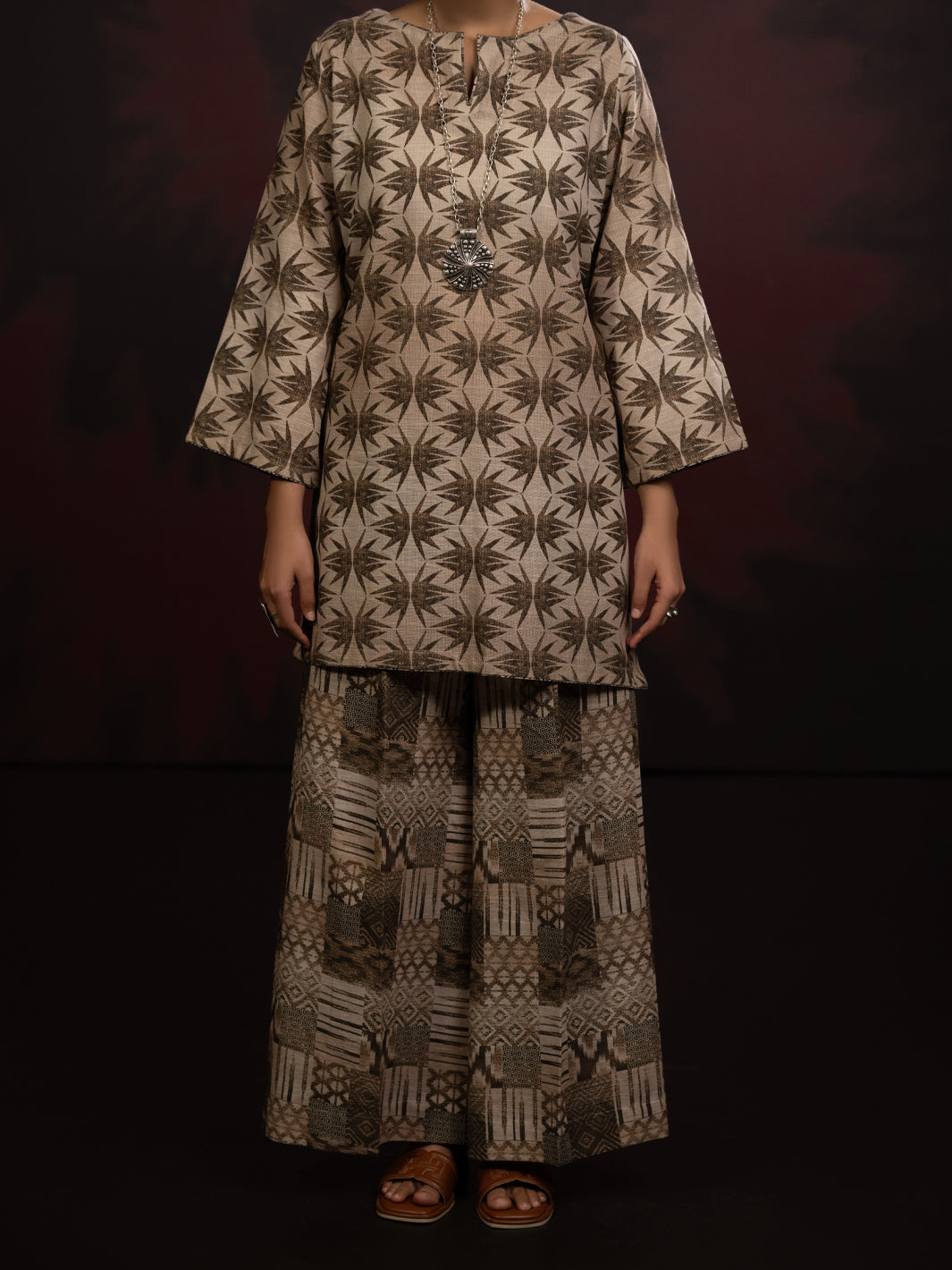 Beige Slub Khaddar 2Pc Stitched - AWP-2PS-LKS-815