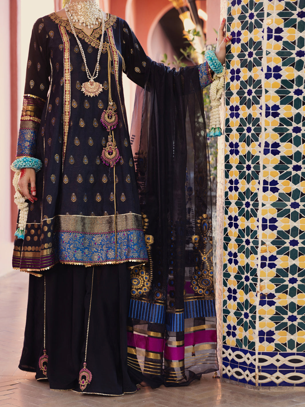Black Yarn-Dyed Jacquard 3Pc Formal Unstitched - AL-3PS-LS-UN-411