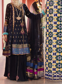 Black Yarn-Dyed Jacquard 3Pc Formal Unstitched - AL-3PS-LS-UN-411