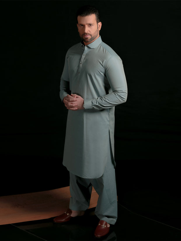 Light Blue Blended Men Unstitched Fabric - AL-Nizam-22