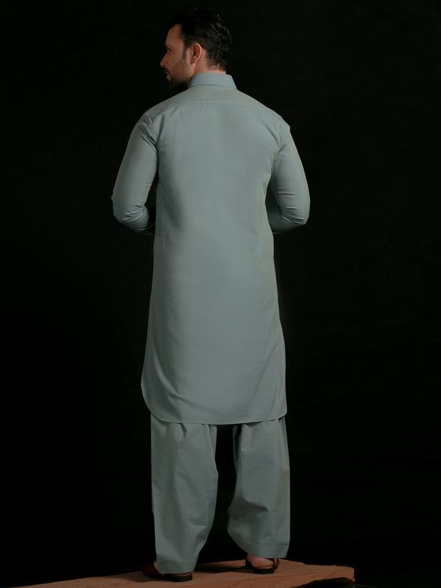 Light Blue Blended Men Unstitched Fabric - AL-Nizam-22