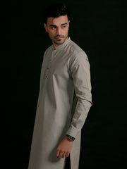 Light Grey Blended Men Unstitched Fabric - AL-Nizam-22