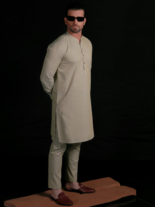 Cream Blended Men Unstitched Fabric - AL-Nizam-22