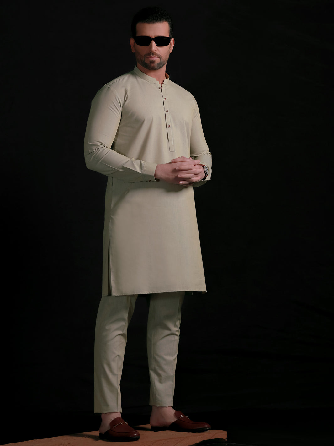Cream Blended Men Unstitched Fabric - AL-Nizam-22