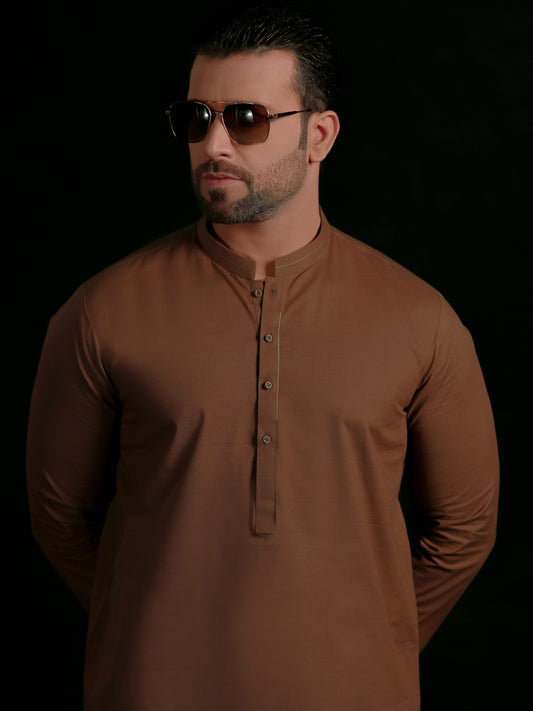 Brown Blended Men Unstitched Fabric - AL-Nizam-22