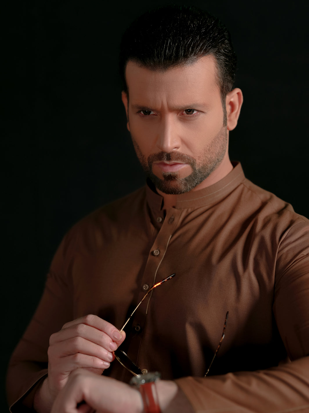 Brown Blended Men Unstitched Fabric - AL-Nizam-22