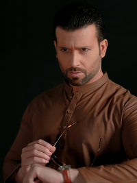 Brown Blended Men Unstitched Fabric - AL-Nizam-22