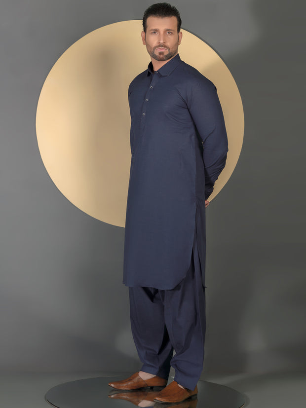 Blue Blended Men Unstitched Fabric - AL-Nizam-22