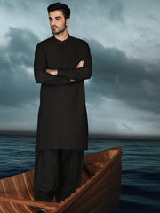 Black Blended Men Unstitched Fabric - AL-Nizam-22