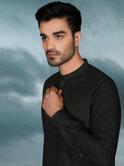 Black Blended Men Unstitched Fabric - AL-Nizam-22