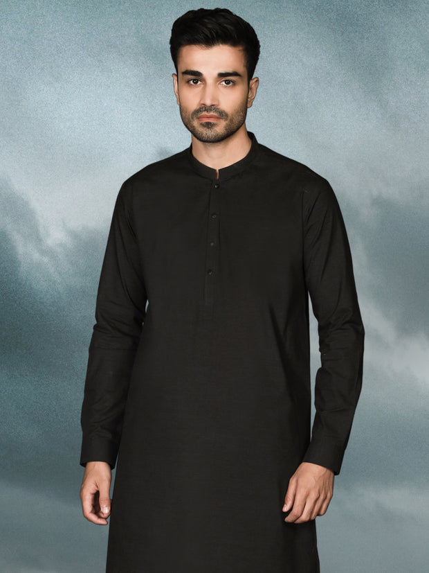 Black Blended Men Unstitched Fabric - AL-Nizam-22