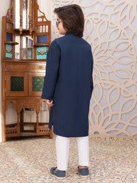 Navy Blue Blended Kurta - ALBY-K-006
