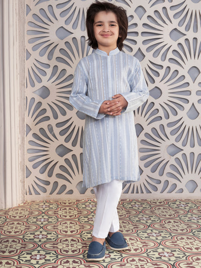 Light Blue Blended Kurta - ALBY-K-012