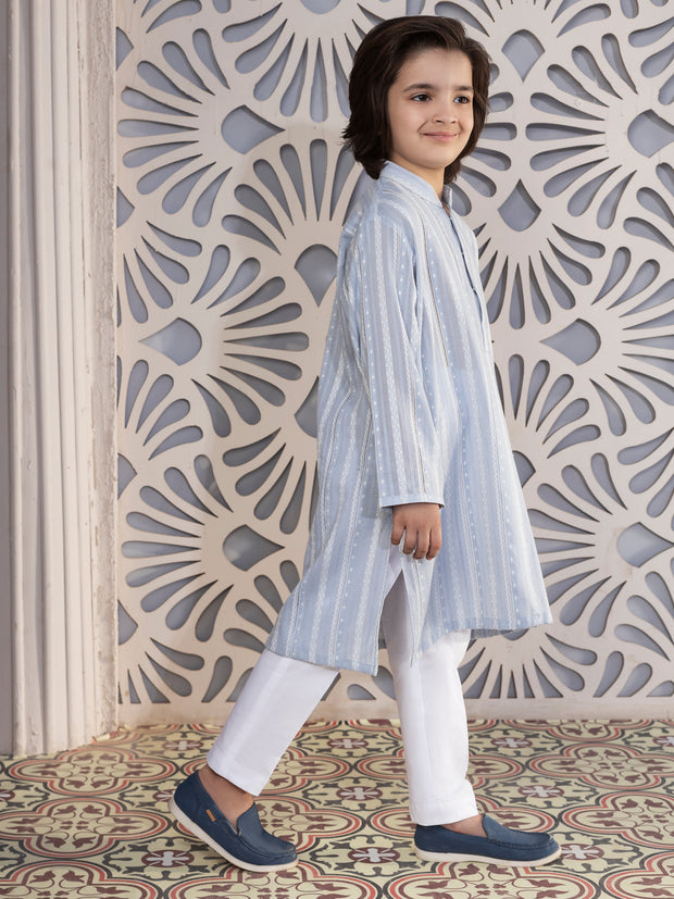 Light Blue Blended Kurta - ALBY-K-012