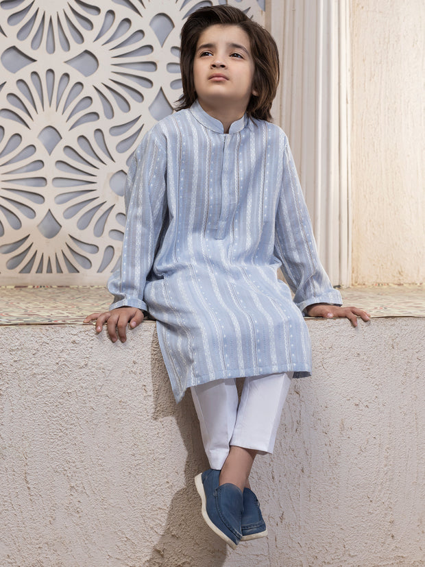 Light Blue Blended Kurta - ALBY-K-012