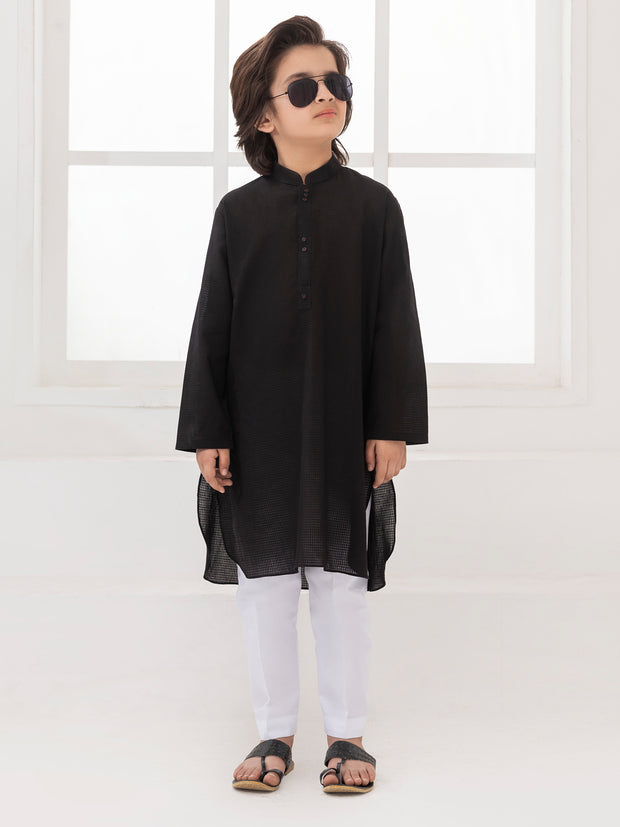 Black Blended Kurta - ALBY-K-013