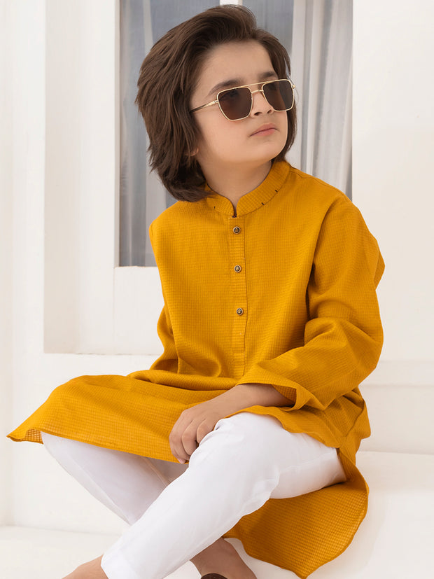 Mustard Blended Kurta - ALBY-K-014