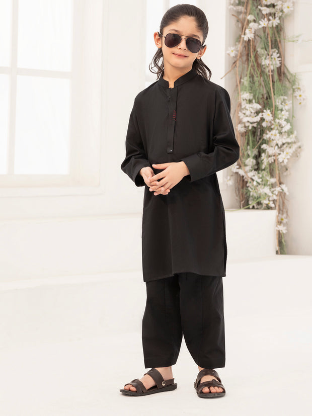 Black Blended Kameez Shalwar - ALBY-KS-011