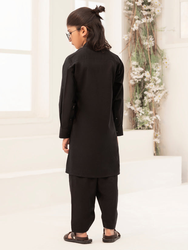 Black Blended Kameez Shalwar - ALBY-KS-011