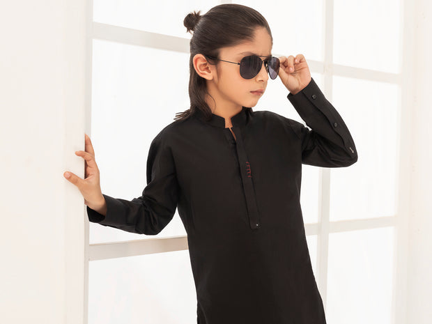 Black Blended Kameez Shalwar - ALBY-KS-011