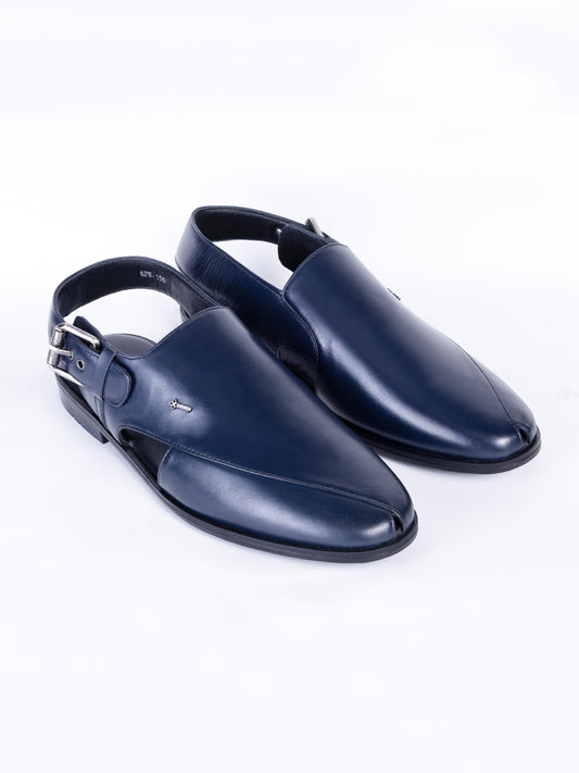 Navy Blue Peshawri Chappal - AL-MFW-HC-158-R1