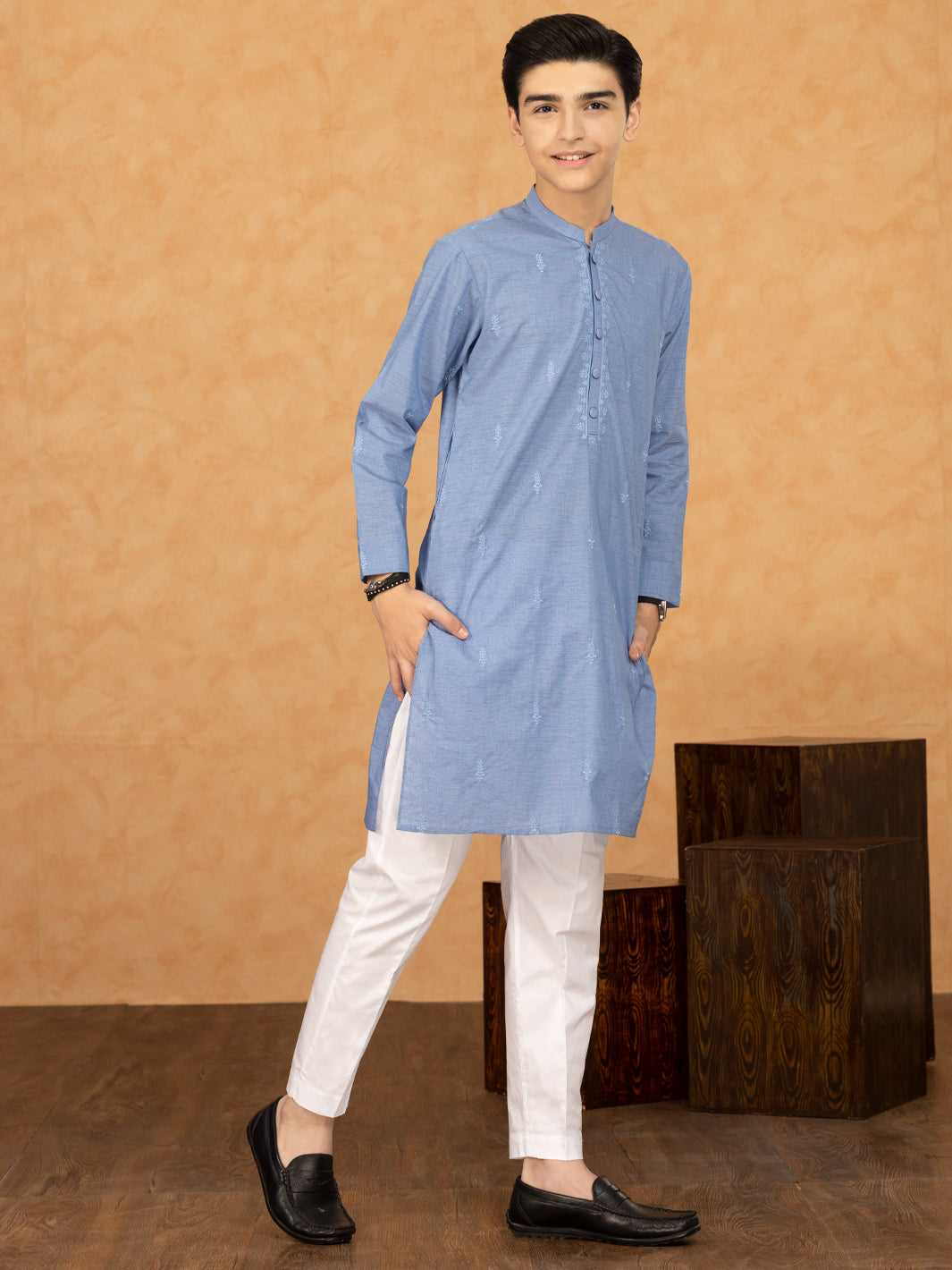 Blue Blended Kurta - ALT-K-036 - Almirah Online