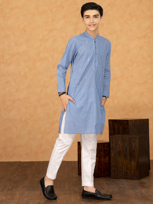 Blue Blended Kurta - ALT-K-036 - Almirah Online