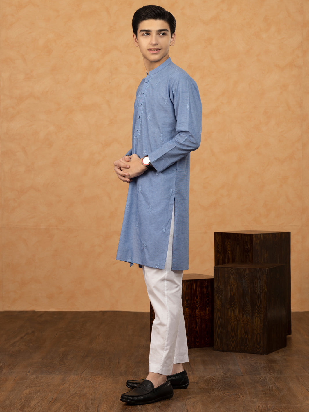 Blue Blended Kurta - ALT-K-036 - Almirah Online