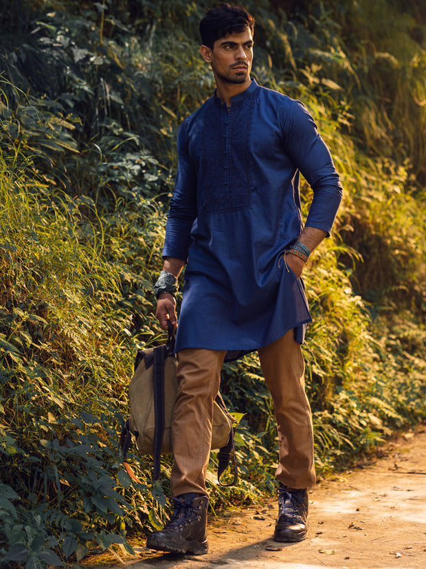 Blue Cotton Kurta - AL-K-1135B