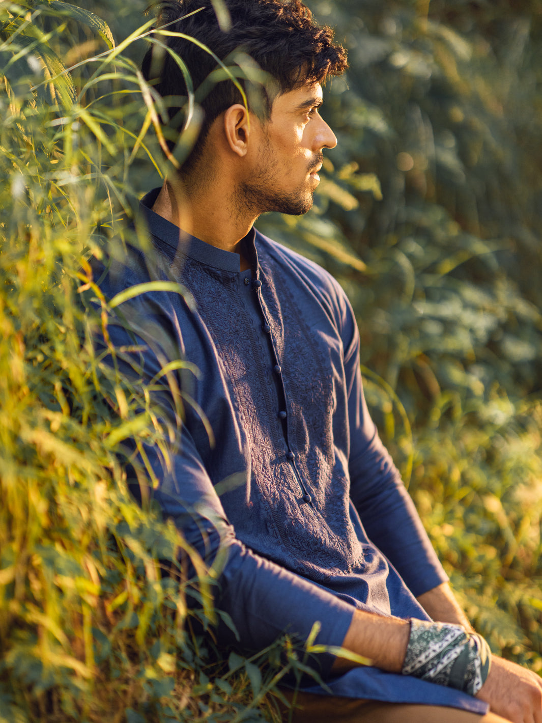 Blue Cotton Kurta - AL-K-1135B