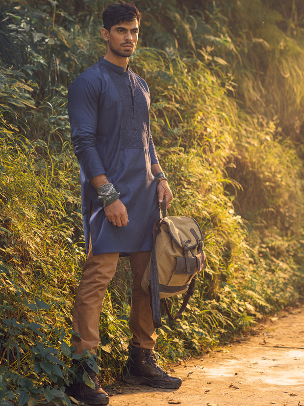 Blue Cotton Kurta - AL-K-1135B