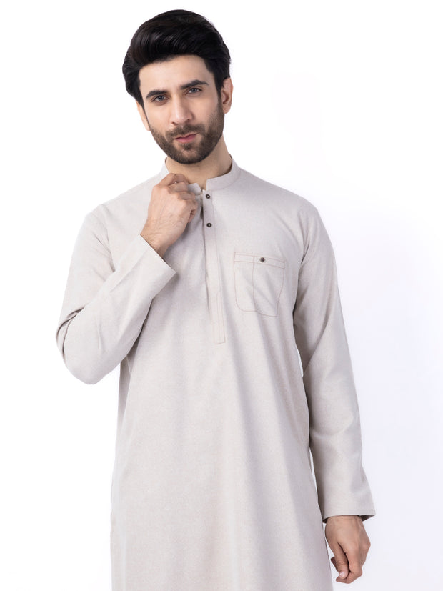 Sand Brown Blended Kurta - AL-K-1152 - Almirah Online