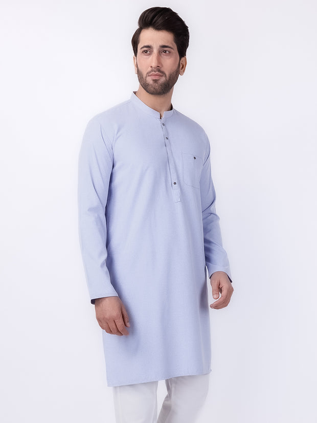 Light Blue Blended Kurta - AL-K-1153 - Almirah Online