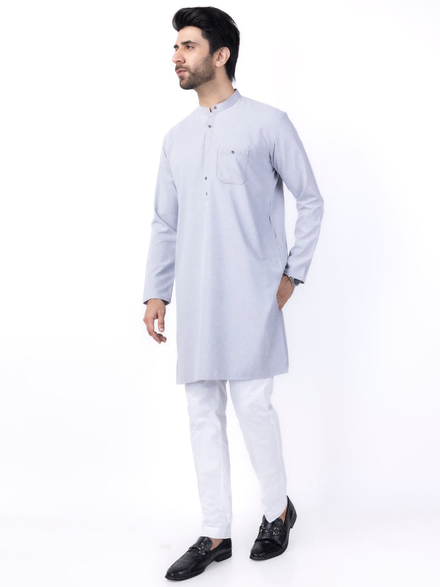 Light Grey Blended Kurta - AL-K-1154 - Almirah Online