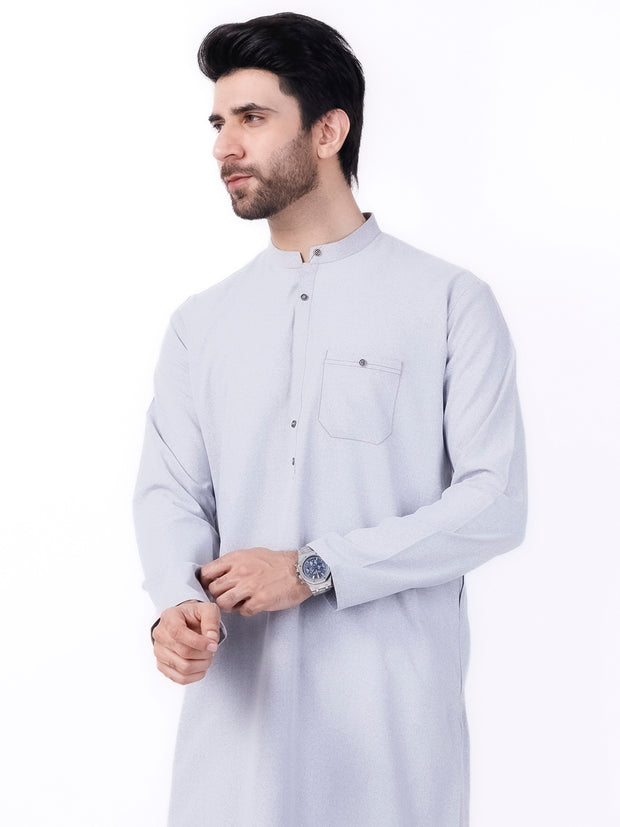 Light Grey Blended Kurta - AL-K-1154 - Almirah Online