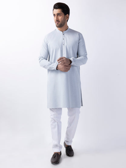 Light Blue Blended Kurta - AL-K-1156 - Almirah Online