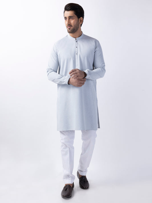 Light Blue Blended Kurta - AL-K-1156 - Almirah Online