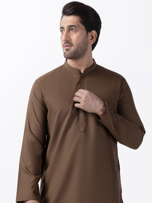 Brown Blended Kurta - AL-K-1161 - Almirah Online