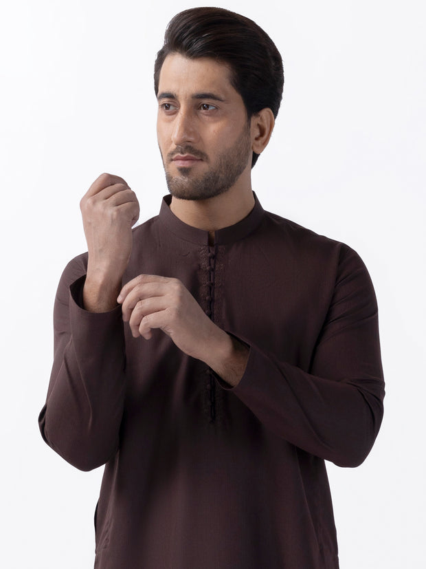 Brown Blended Kurta - AL-K-1162 - Almirah Online