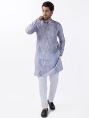 Blue Cotton Kurta - AL-K-1182 - Almirah Online