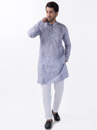 Blue Cotton Kurta - AL-K-1182 - Almirah Online