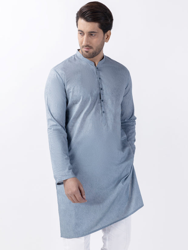 Blue Cotton Kurta - AL-K-1184