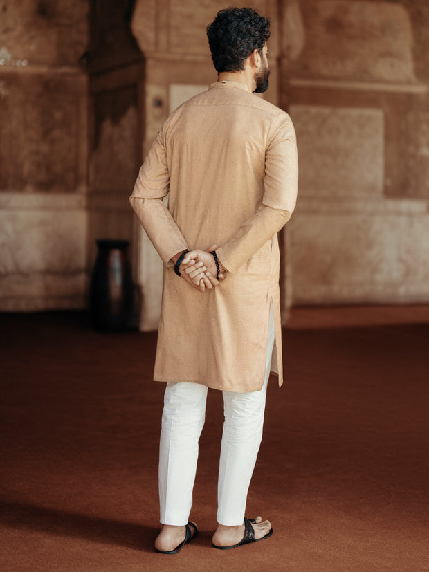 Light Brown Cotton Kurta - AL-K-1183