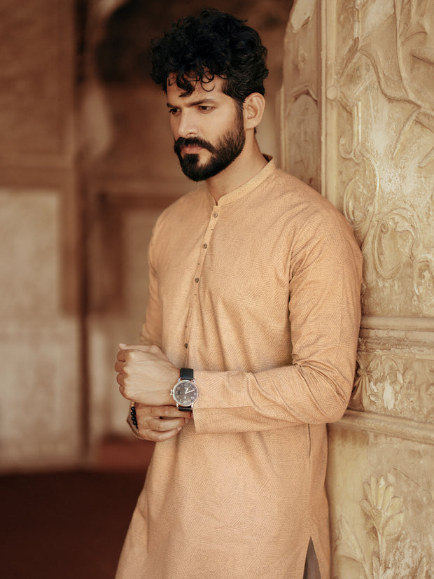 Light Brown Cotton Kurta - AL-K-1183