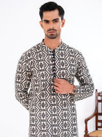 Black Cotton Kurta - AL-K-1190
